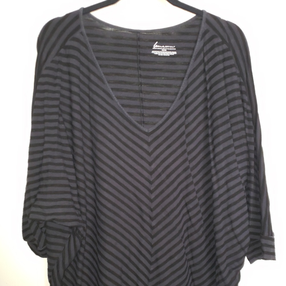 Lane Bryant Black Striped half sleeved blouse